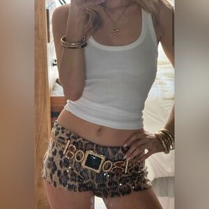 NWT Panther Leopard Sequin Hot Shorts